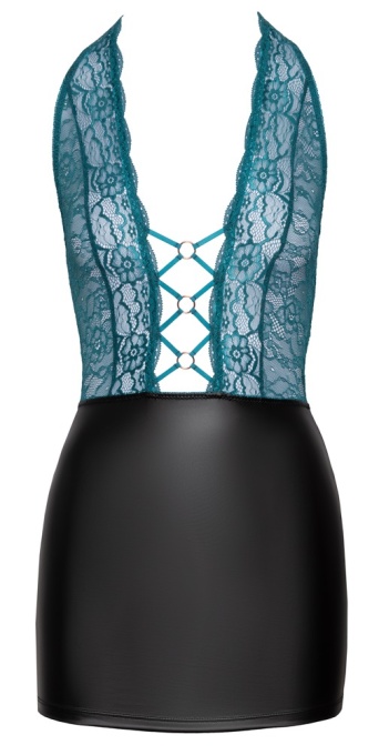 Rochie scurta, stransa, cu top cu decolteu din dantela si aspect de doua piese, Cottelli Lingerie - S - Img 2
