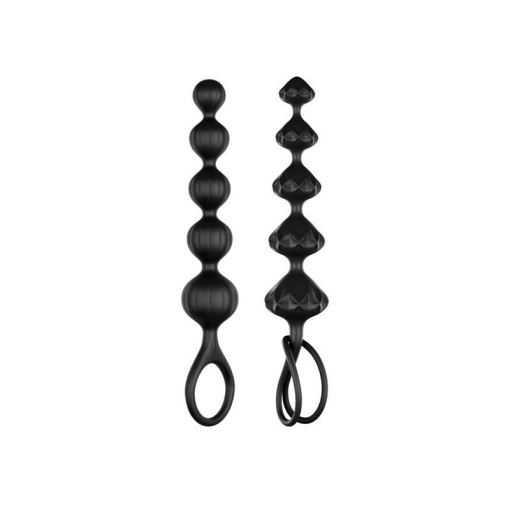 Set de 2 bile anale flexibile, cu texturi variate din silicon Satisfyer Love Beads Black - Img 5