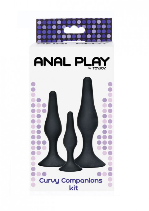 Set de 3 pluguri anale din silicon cu ventuza de fixare Curvy Companions Kit 3pcs - Img 2