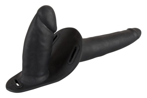 Strap-On cu vibrator interior si exterior cu dildouri masive din silicon - Img 3