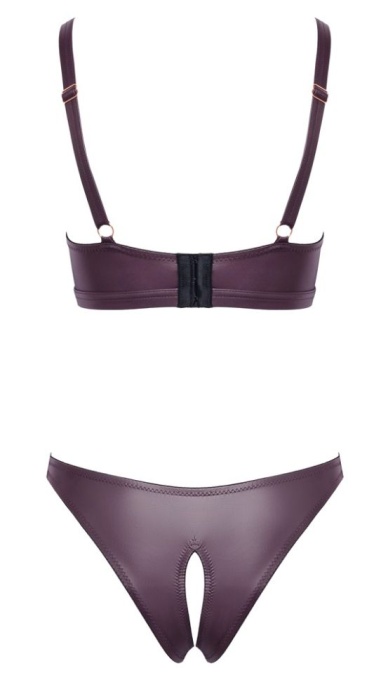 Sutien fara fir si slip cu aspect umed si decupaj in zona inghinala Set, Cottelli Lingerie - S - Img 7