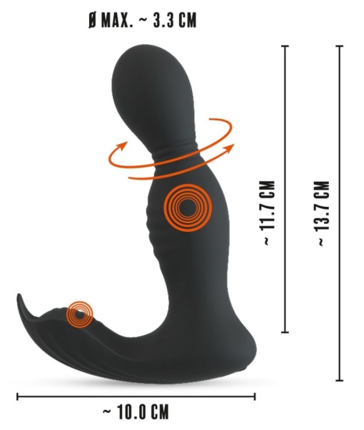 Vibrator anal rotativ cu telecomanda RC Butt Plug with 2 Functions (13,7 cm) - Img 2