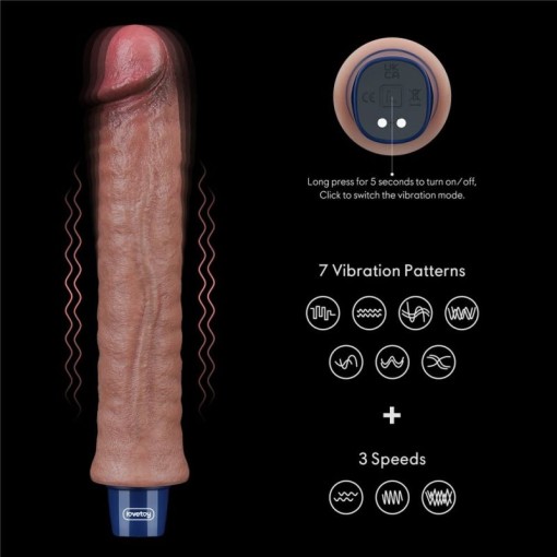 Vibrator clasic din silicon cu 10 moduri de vibratii puternice REAL SOFTEE Rechargeable (24.5cm) - Img 2