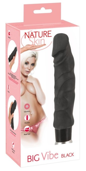 Vibrator clasic realist, flexibil, cu 8 moduri de vibratie Big Vibe, black (23 cm) - Img 2