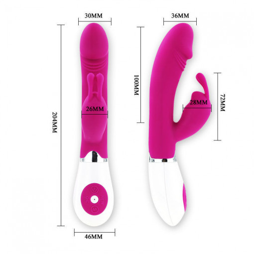 Vibrator cu stimulator clitoridian sub forma de iepuras Pretty Love Gene 20cm - Img 5