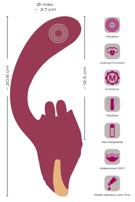 Vibrator cu stimulator inovator cu limbă Javida - Img 5