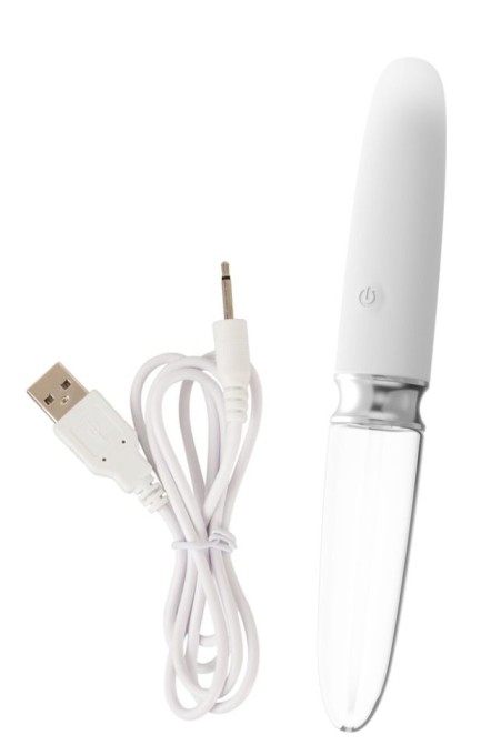 Vibrator drept cu 10 moduri de vibrație Straight LED Vibrator (17.7 cm) Glass/Silicone - Img 2