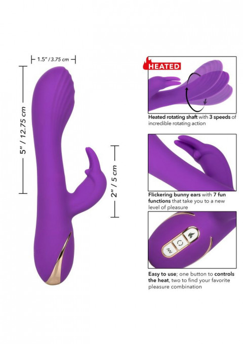 Vibrator iepuras cu efect de incalzire Heated Rotating G Rabbit, Purple (21,5 cm) - Img 3