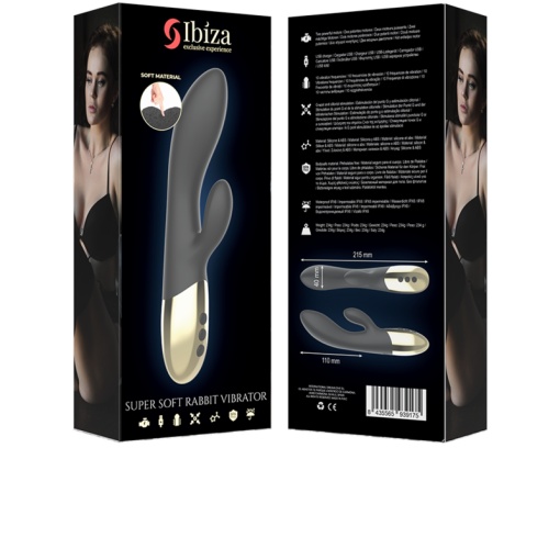 Vibrator iepuras cu stimulare clitoris si punct G Ibiza SUPERSOFT