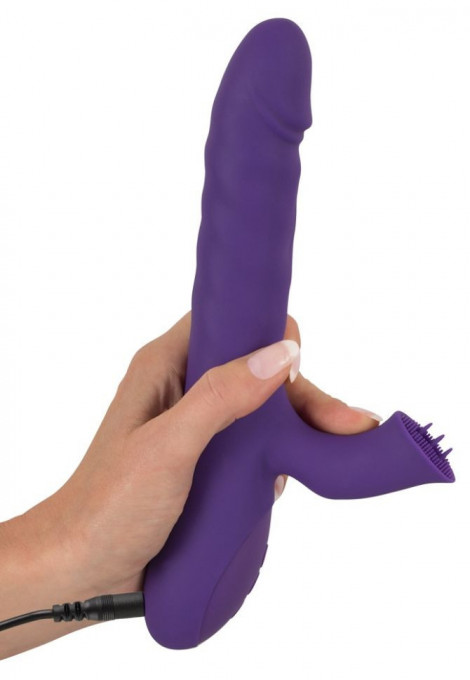 Vibrator iepure cu gland, 3 „limbi” Thrusting &amp; Rotating (24.7cm) - Img 5