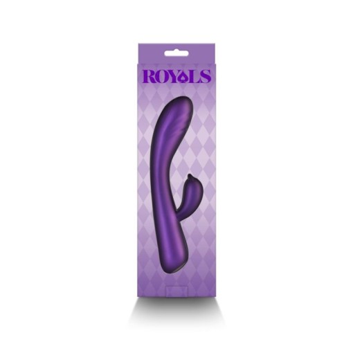 Vibrator rafinat din silicon, cu stimulator clitoridian Royals - Duchess -Metallic Purple (21.2cm) - Img 2