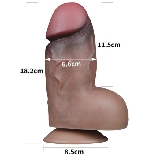 7" Dual-Layered Silicone Nature Cock Brown (18 x 6.6cm) - Img 2