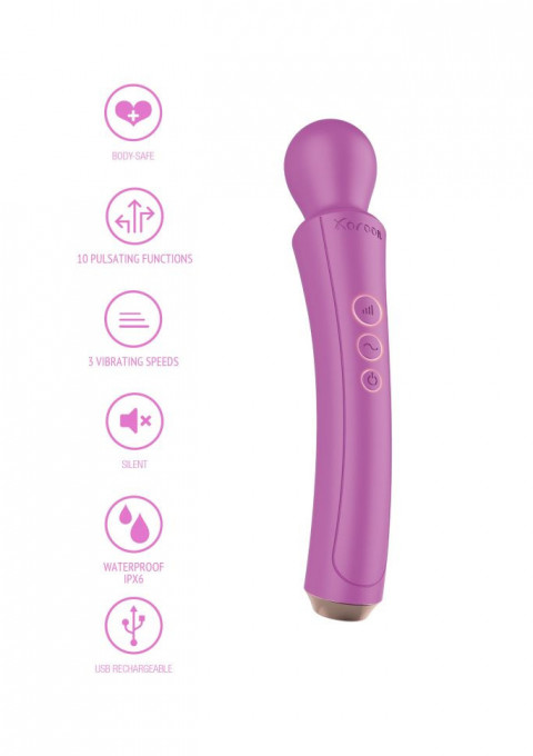 Aparat masaj vibrator wand The Curved Wand, Fuchsia (27 cm) - Img 2