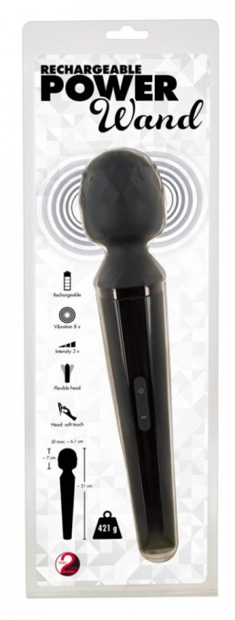 Baghetă de masaj cu cap mobil vibrator Power Wand (31 cm) - Img 2