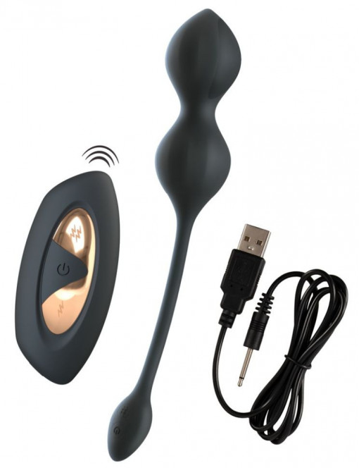 Bile vaginale cu telcomanda si electrostimulare RC Vibrating E-Stim Love Balls ( 20 cm) - Img 2