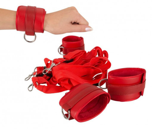 Catuse din imitatie de piele si mansete pentru glezna Bed Restraint Set Catuse Pat - Img 2
