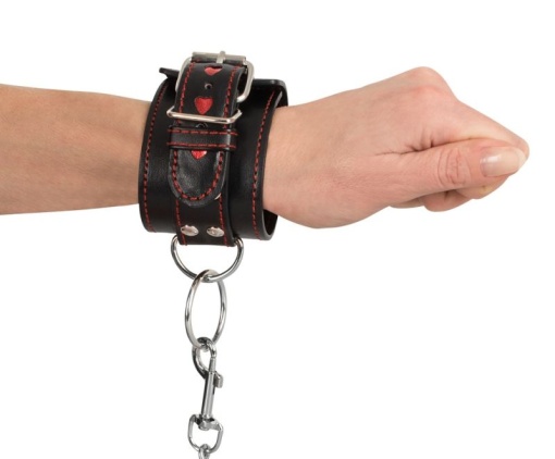 Catuse negre cu aspect de piele Handcuffs Bad Kitty - Img 2