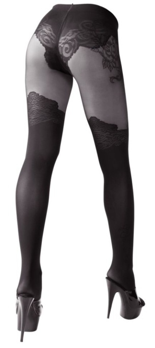 Colanti negri cu un design elegant peste genunchi si decupaj in zona intima black - M - Img 3