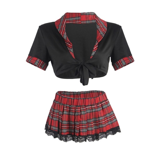 Costum sexy de școlăriță cu top si fustita plisata, mărime L/XL - Img 2
