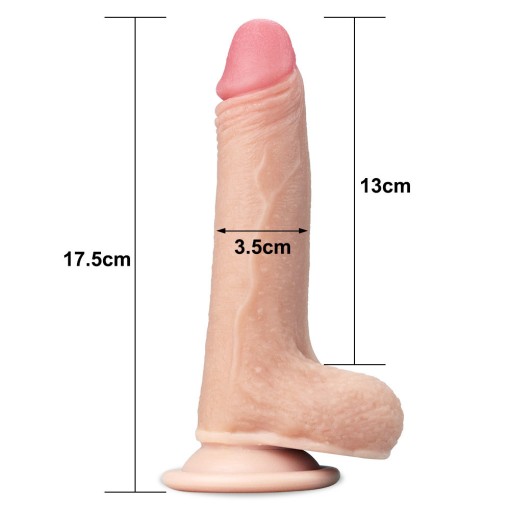 Dildo de dimensiune medie, din material realist cu 2 straturi Sliding-Skin Dual Layer 17.5cm