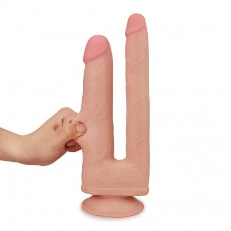 Dildo dubla penetrare Bendable Skinlike Double Penetration Soft Cock - Img 4