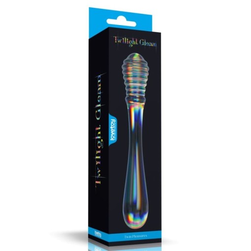 Dildo dublu din sticla borosilicată Twilight Gleam Glass Dildo- Twin Pleasures (20.5cm)