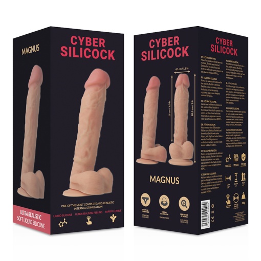 Dildo in forma de penis realist din silicon lichid CYBERSILICOCK Magnus 20 cm diametru 4.1 cm - Img 4