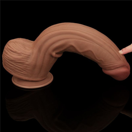 Dildo realist gigantic 12'' King Sized Sliding Skin Dual Layer Dong Brown (31cm) - Img 2
