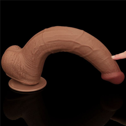 Dildo realist gigantic 13.5'' King Sized Sliding Skin Dual Layer Dong Brown (34cm) - Img 3