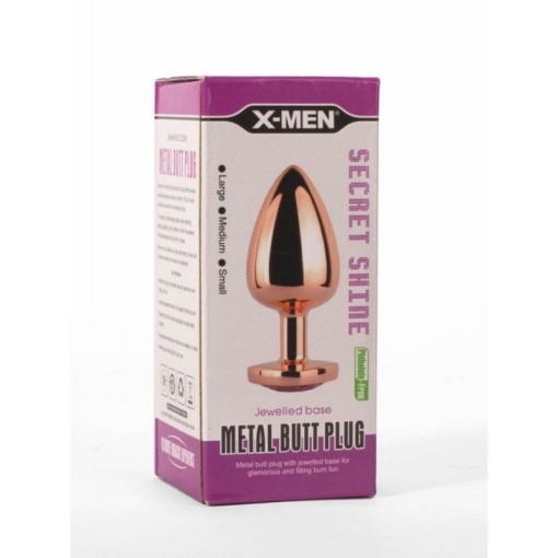 Dop anal mic Small Secret Shine Metal Butt Plug Rose Gold Heart S (7.1cm) - Img 4