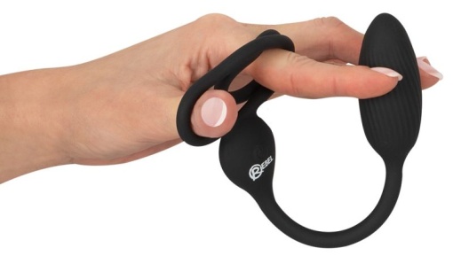 Inel penis si minge cu dop anal vibrant si 10 moduri de vibratie Cock and Ball Ring RC Butt Plug - Img 2