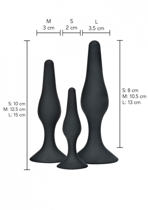 Set de 3 pluguri anale din silicon cu ventuza de fixare Curvy Companions Kit 3pcs - Img 3