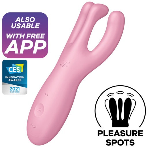 Vibrator cu trei brațe pentru stimulare intensă Satisfyer Threesome 4 Pink - Img 4