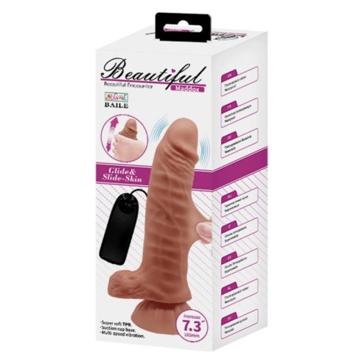 Vibrator realist din TPR cu strat glisant Beautiful Maddox Vibrator - Img 4