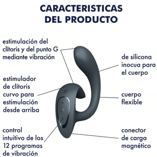 Vibrator Satisfyer G for Goddess 1 Gri - Stimulare dublă a punctului G și a clitorisului - Img 5