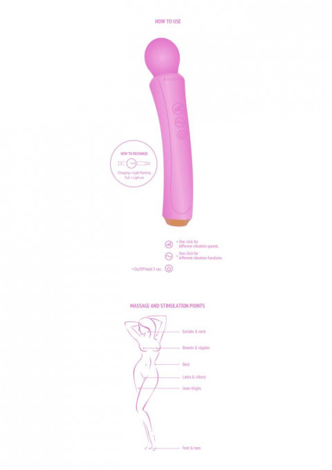 Aparat masaj vibrator wand The Curved Wand, Fuchsia (27 cm) - Img 3