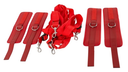Catuse din imitatie de piele si mansete pentru glezna Bed Restraint Set Catuse Pat - Img 4