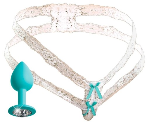 Chilot cu dop anal Crotchless Secret Gem, white (XL-XXL) - Img 4