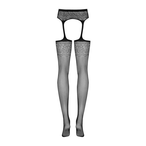 Ciorapi Obsessive din plasa fina, cu aspect de portjartier S207 Obsessive, negru marime XL/XXL - Img 3