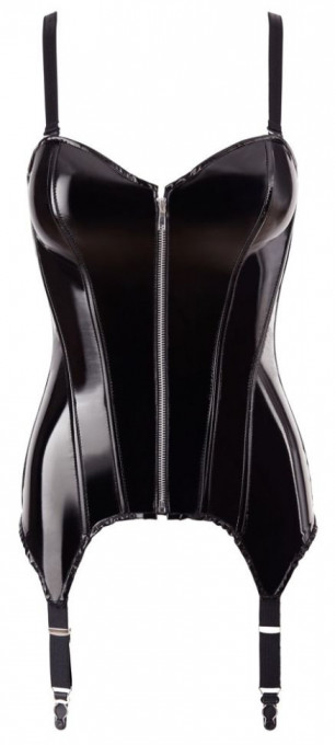 Corset de vinil cu intarituri Vinyl Basque, Black Level - S - Img 3