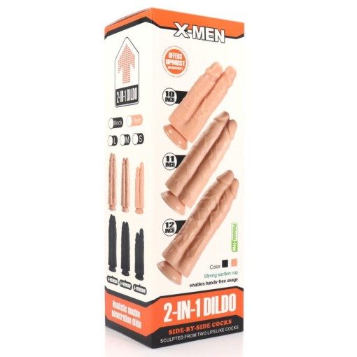 Dildo de inalta calitate, in forma de penis, cu doua capete X-Men 12" 2-in-1 Dildo Flesh (30.5cm)