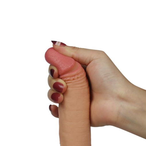 Dildo de lux din silicon, ultra realist 7inchi Dual-layered Silicone Dildo- Flesh 18cm - Img 4