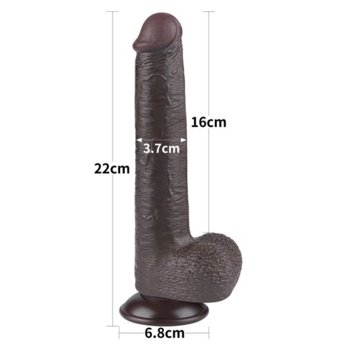 Dildo din material TPE super realist cu două straturi 9'' Sliding Skin Dual Layer Dong Black (22cm)