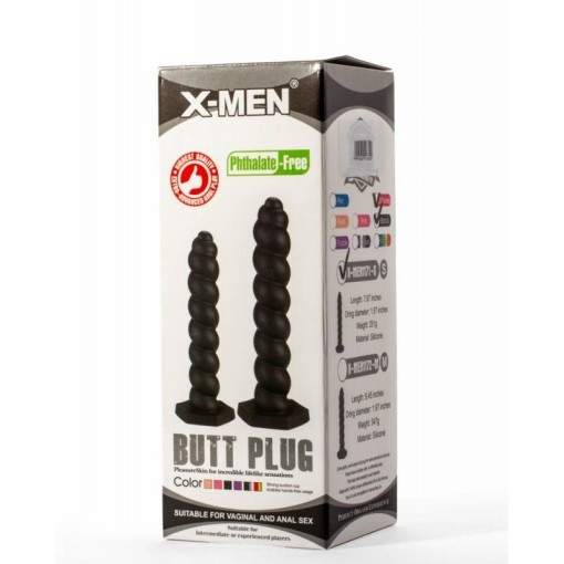 Dop anal cu ventuza X-Men 7.87" Silicone Butt Plug Black S (20cm)