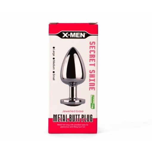 Dop anal din metal X-men Large Secret Shade (9.5cm) Baza texturata cu diamant rosu - Img 2