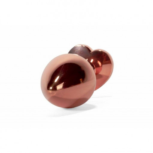 Dop anal Mediu Secret Shine Metal Butt Plug Rose Gold Heart M (8.2cm) - Img 3
