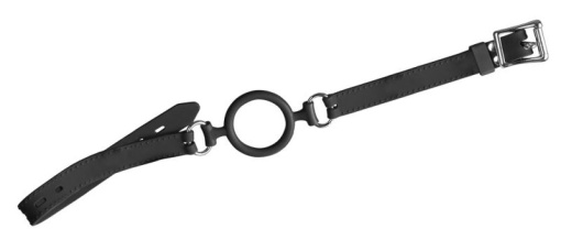 Gag negru in forma de inel pe curele reglabile Silicone Ring Gag - Img 2