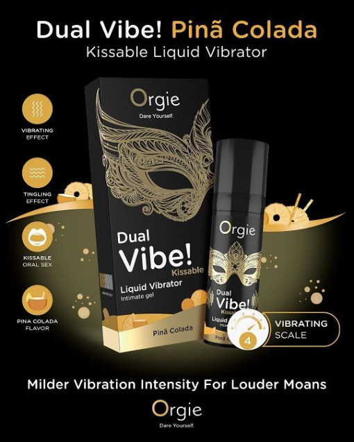Gel de stimulare cu aroma GEL DUAL VIBE! - KISSABLE - PINA COLADA - 15ML - Img 2