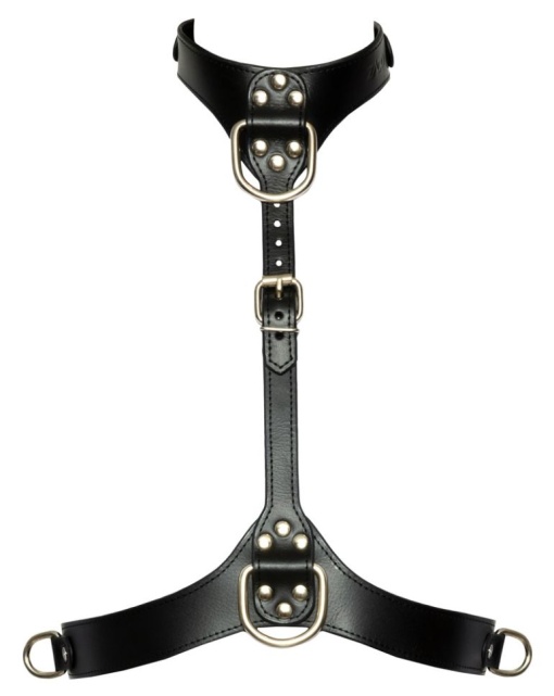 Ham pentru piept cu aspect elegant de piele neagra Chest Harness (S/L) - Img 3