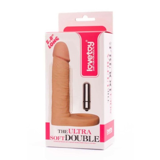 Inel penis cu stimulare anala cu vibratii The Ultra Soft Double-Vibrating 5.8''